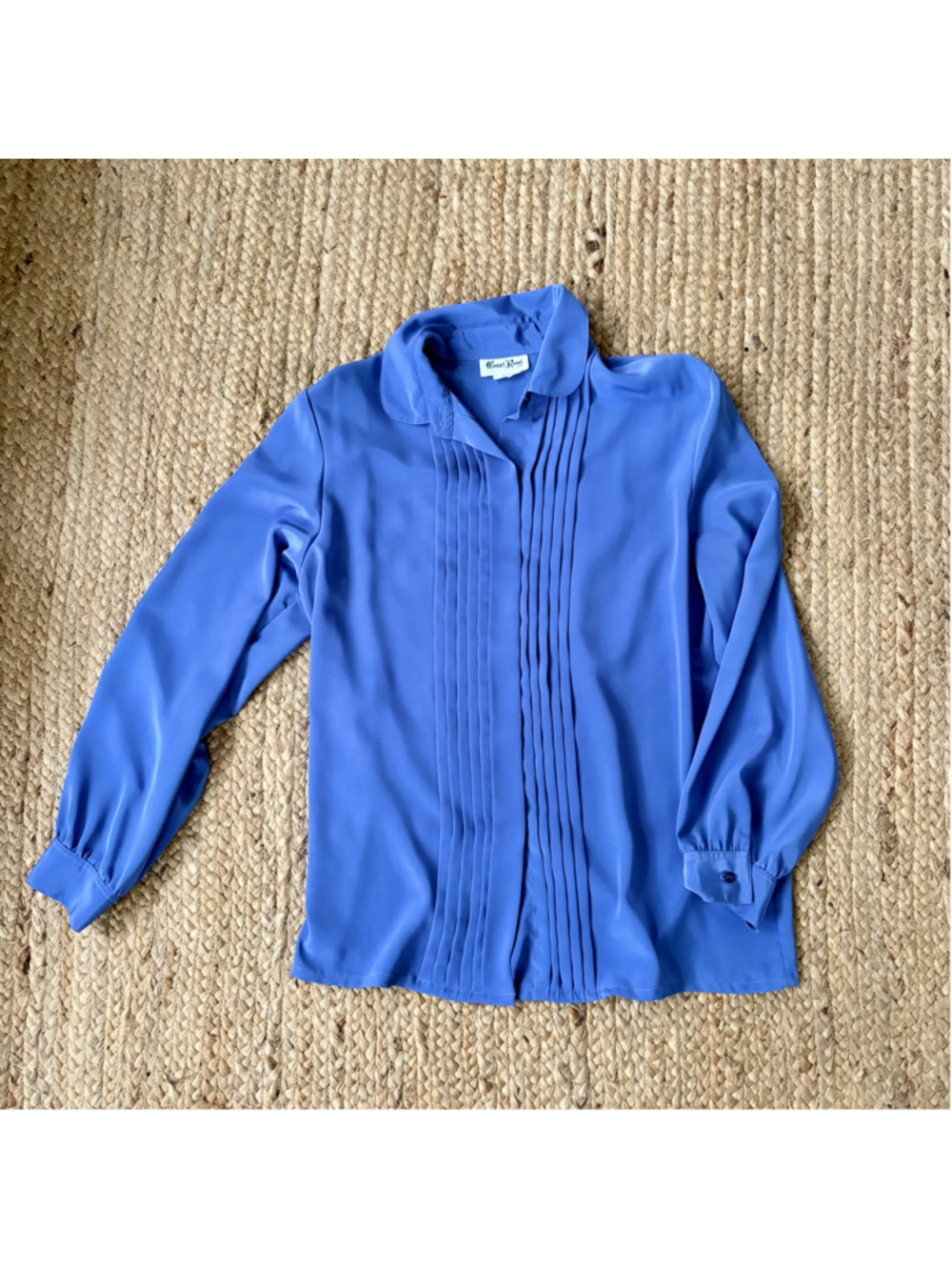 Vintage periwinkle blue polyester blouse - Picture 3 of 4
